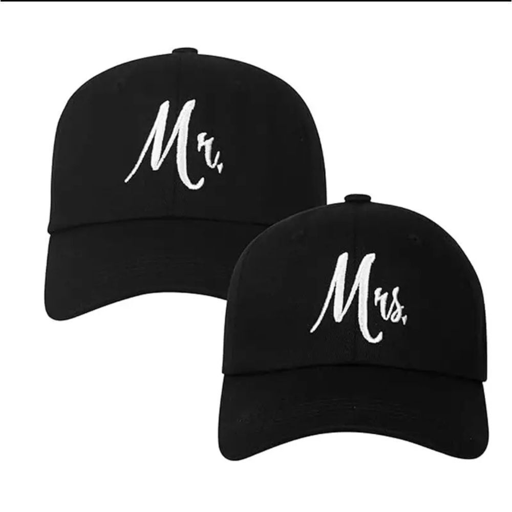 2 PCS Matching Mr. & Mrs. Baseball Caps, Bridal Gift, Newlywed Honeymoon Wedding